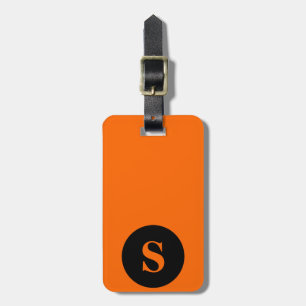 Schwarzer Kreis Monogramm auf Orange Gepäckanhänger