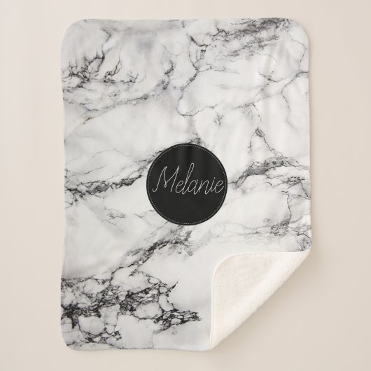 Schwarzer Kreis und Schwarz-weißer Marmorstein Sherpadecke (Vorderseite)
