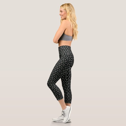 Schwarzer Kreislauf Delikatesse Hoher Waisenkorb Capri Leggings (Links)