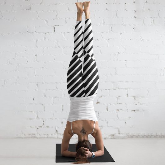 Schwarzer Kreuzstreifen Capri Leggings