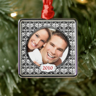 Schwarzer Kronleuchter Damask Foto Weihnachtsschmu Silbernes Ornament