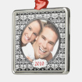 Schwarzer Kronleuchter Damask Foto Weihnachtsschmu Silbernes Ornament (Links)