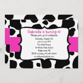 Schwarzer Kuh-Druck u. Pink-Band-Einladung Einladung (Vorne/Hinten)