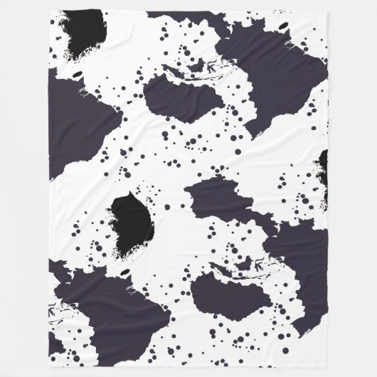 Schwarzer Kuhdruck Fleecedecke (Vorderseite)