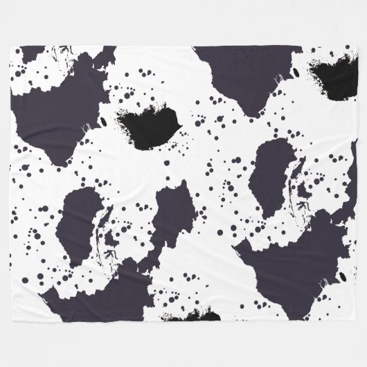 Schwarzer Kuhdruck Fleecedecke (Vorderseite (Horizontal))