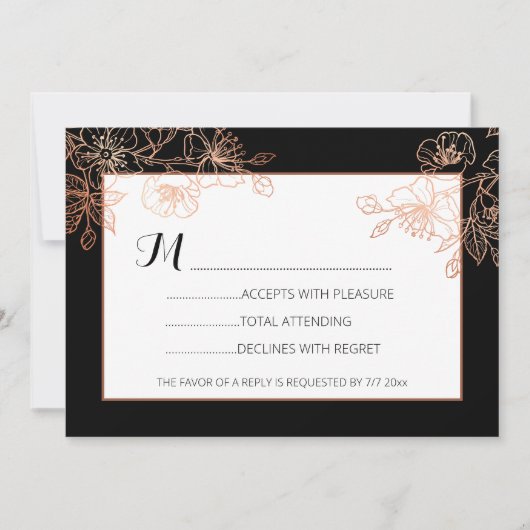Schwarzer Kupferflor | Gothic Wedding RSVP Einladung (Vorderseite)