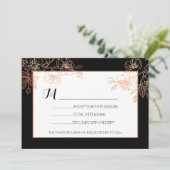 Schwarzer Kupferflor | Gothic Wedding RSVP Einladung (Stehend Vorderseite)