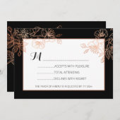 Schwarzer Kupferflor | Gothic Wedding RSVP Einladung (Vorne/Hinten)