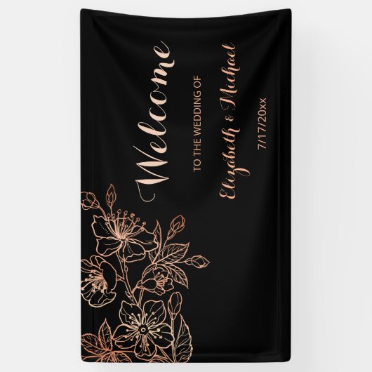 Schwarzer Kupferflor | Gothic Wedding Welcome Banner (Vertikal)