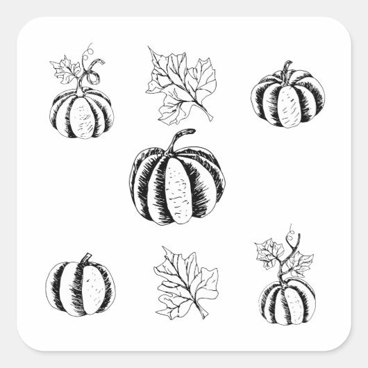 Schwarzer Kürbis für Halloween-Sticker Quadratischer Aufkleber (Vorderseite)