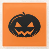 Schwarzer Kürbis Glasuntersetzer (Vorderseite)