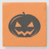 Schwarzer Kürbis Steinuntersetzer (Vorderseite)