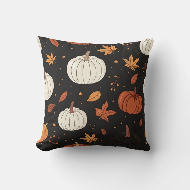 Schwarzer Kürbis und gepolstertes Blatt Kissen (Vorderseite)