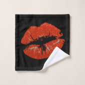 Schwarzer Kuss Badhandtuch Set (Waschlappen)