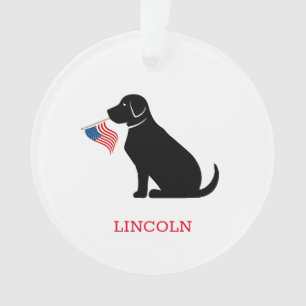 Schwarzer Lab American Flag Haustier NAME Patrioti Ornament