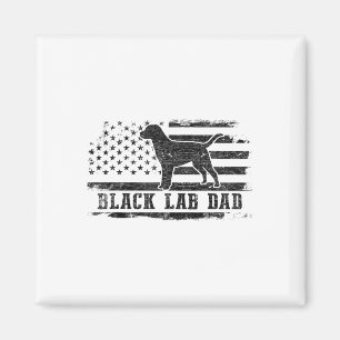 Schwarzer Lab Dad bedrängte amerikanische Flagge P Magnet
