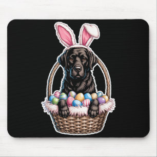 Schwarzer Lab Easter Bunny Hund im Korb Lustig Mousepad
