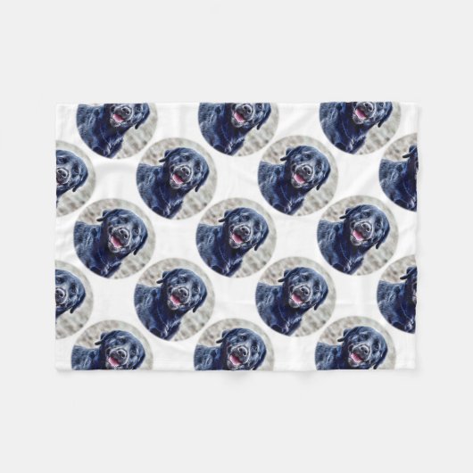 Schwarzer Lab Fleecedecke (Vorderseite (Horizontal))