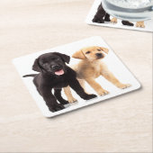 Schwarzer Lab Gelber Labrador Reittier Welpenhund Rechteckiger Pappuntersetzer (angewinkelt)