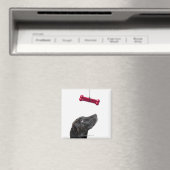 Schwarzer Lab gemischter Hund mit rotem Hundeknoch Magnet (In Situ (Geschirrspüler))