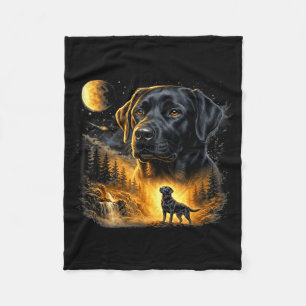 Schwarzer Lab Labrador heult zum Mond Vintage Hund Fleecedecke