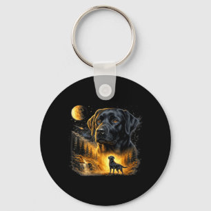 Schwarzer Lab Labrador heult zum Mond Vintage Hund Schlüsselanhänger