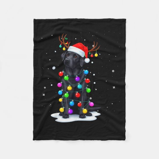 Schwarzer Lab Labrador Hund Lustige Weihnachtsbele Fleecedecke (Vorderseite)