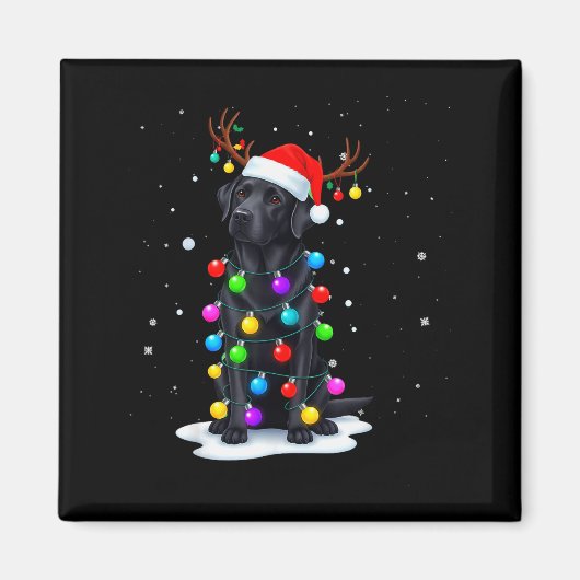 Schwarzer Lab Labrador Hund Lustige Weihnachtsbele Magnet (Vorne)