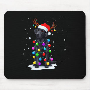 Schwarzer Lab Labrador Hund Lustige Weihnachtslich Mousepad