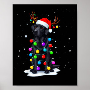 Schwarzer Lab Labrador Hund Lustige Weihnachtslich Poster