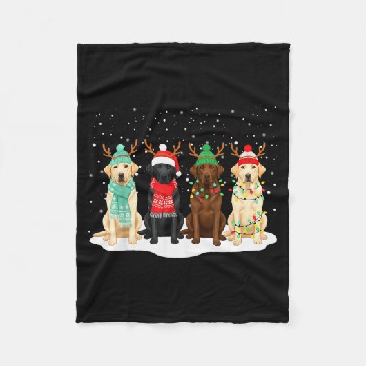 Schwarzer Lab Labrador Hund Weihnachten Crew Match Fleecedecke (Vorderseite)