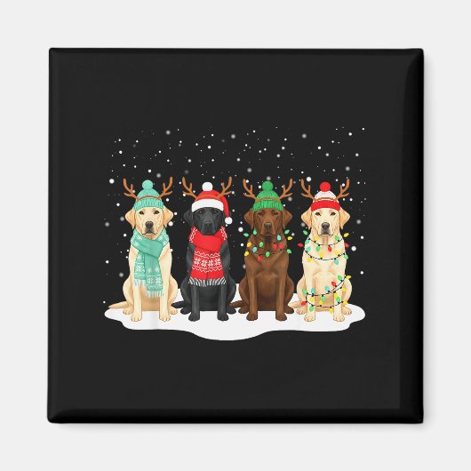 Schwarzer Lab Labrador Hund Weihnachten Crew Match Magnet (Vorne)