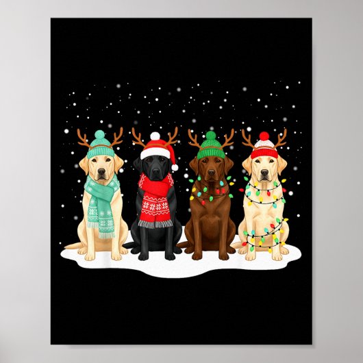 Schwarzer Lab Labrador Hund Weihnachten Crew Match Poster (Vorne)