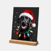 Schwarzer Lab Labrador Weihnachtsbaum Licht Pyjama Acrylschild (Winkel)