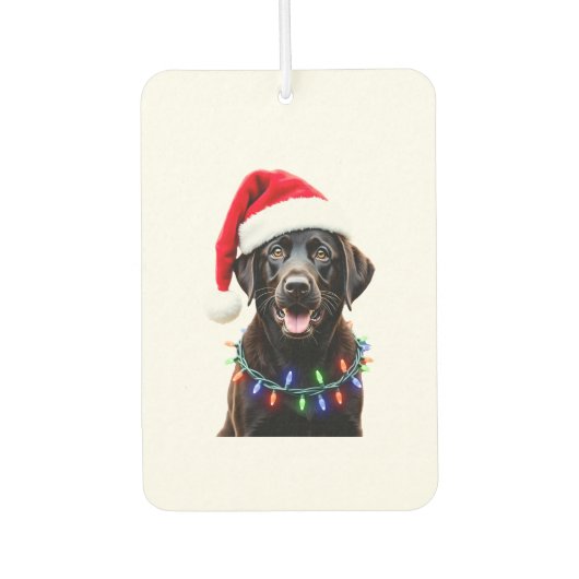 Schwarzer Lab Labrador Weihnachtsbaum Licht Pyjama Autolufterfrischer (Vorderseite)