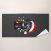 Schwarzer Lab Labrador Weihnachtsbaum Licht Pyjama Badehandtuch (Badehandtuch)