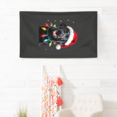 Schwarzer Lab Labrador Weihnachtsbaum Licht Pyjama Banner (Insitu)