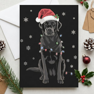 Schwarzer Lab Labrador Weihnachtsbaum Licht Pyjama Feiertagskarte