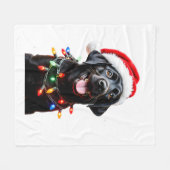 Schwarzer Lab Labrador Weihnachtsbaum Licht Pyjama Fleecedecke (Vorderseite (Horizontal))