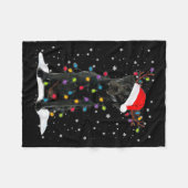 Schwarzer Lab Labrador Weihnachtsbaum Licht Pyjama Fleecedecke (Vorderseite (Horizontal))