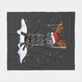 Schwarzer Lab Labrador Weihnachtsbaum Licht Pyjama Fleecedecke (Vorderseite (Horizontal))