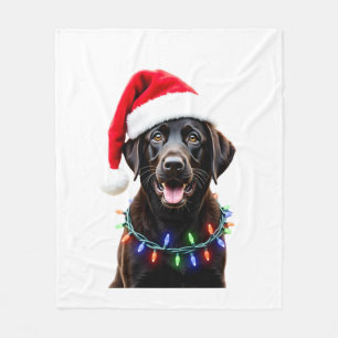 Schwarzer Lab Labrador Weihnachtsbaum Licht Pyjama Fleecedecke