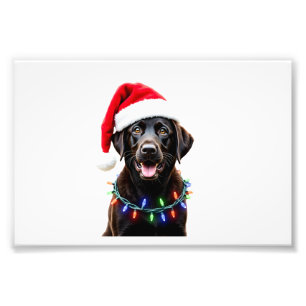 Schwarzer Lab Labrador Weihnachtsbaum Licht Pyjama Fotodruck