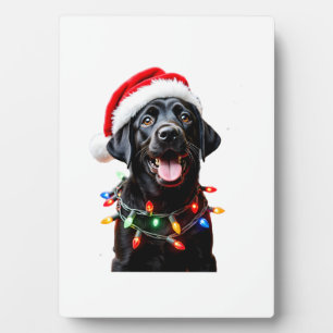 Schwarzer Lab Labrador Weihnachtsbaum Licht Pyjama Fotoplatte