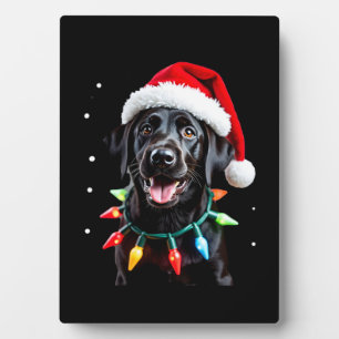 Schwarzer Lab Labrador Weihnachtsbaum Licht Pyjama Fotoplatte
