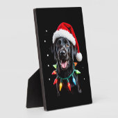 Schwarzer Lab Labrador Weihnachtsbaum Licht Pyjama Fotoplatte (Seite)