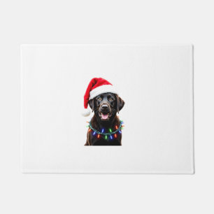 Schwarzer Lab Labrador Weihnachtsbaum Licht Pyjama Fußmatte