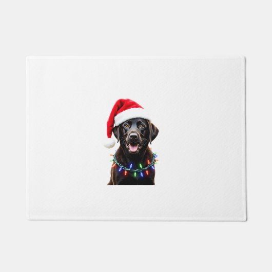 Schwarzer Lab Labrador Weihnachtsbaum Licht Pyjama Fußmatte (Vorderseite)