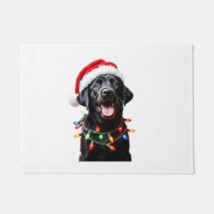 Schwarzer Lab Labrador Weihnachtsbaum Licht Pyjama Fußmatte