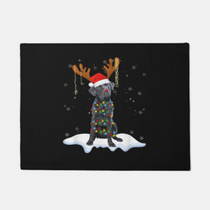 Schwarzer Lab Labrador Weihnachtsbaum Licht Pyjama Fußmatte
